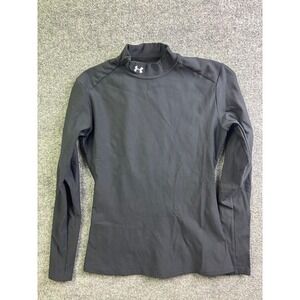 Under Armour ColdGear Mock Neck Top Women Large Black Long Sleeve Base Layer
